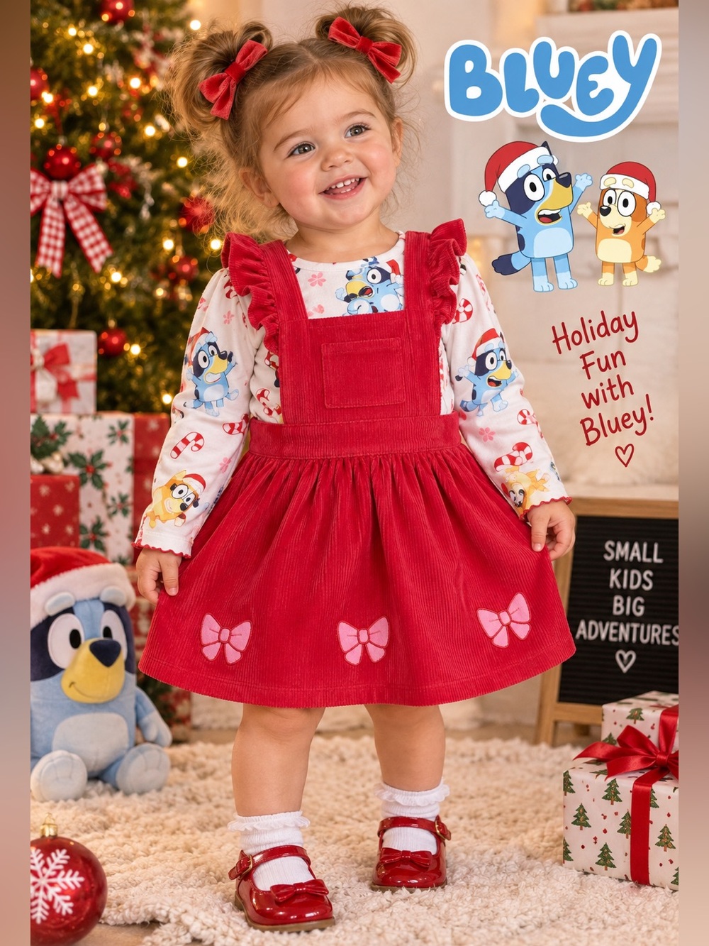 Bluey Red Corduroy Dress and Top for Kids